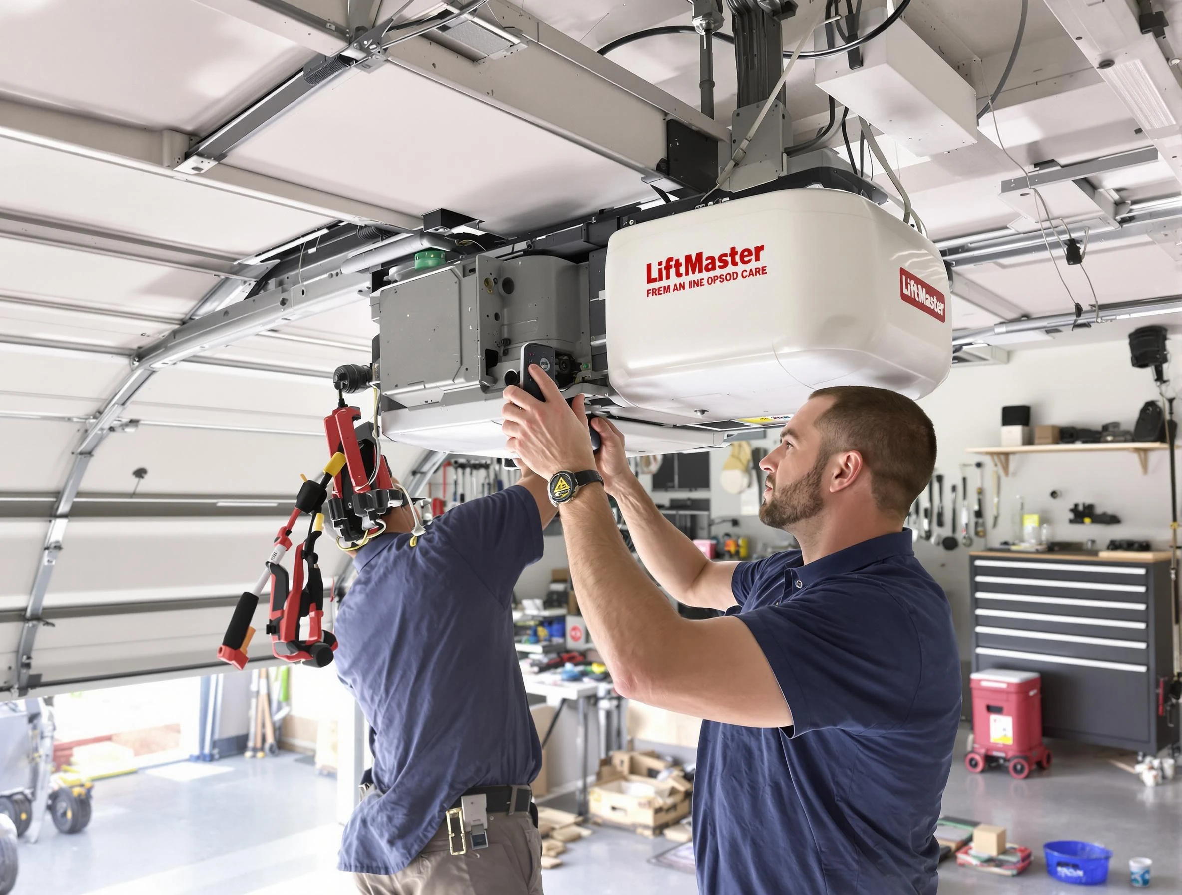 Milton Garage Door Repair technician performing advanced diagnostics on garage opener in Milton